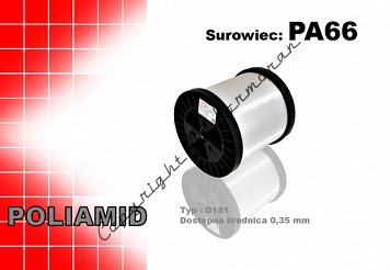 Żyłka techniczna 0,35 mm, szpula 4 kg, nawój 14,500 m, Poliamid PA66 typu D181 + szpula zwrotna